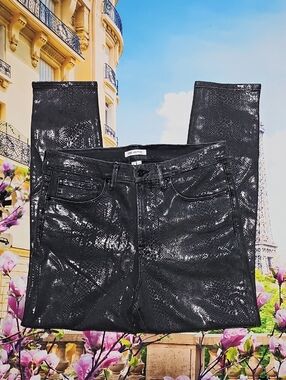 Good American Shiny Snakeskin Print Jeans Size 15/33